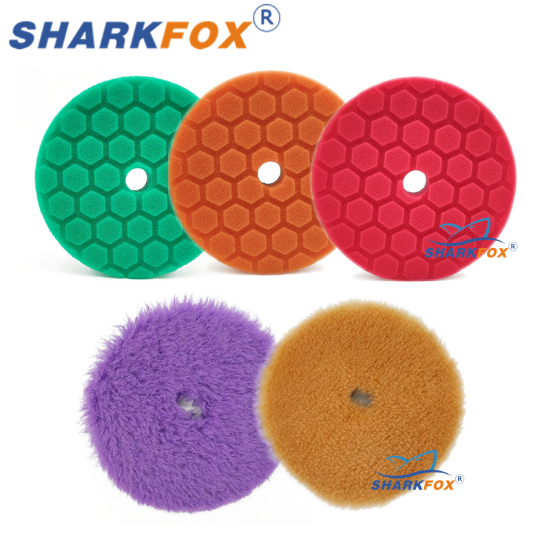Polish Pad Set Buffer - Sharkfox 자동차 스폰지 울 폴리싱 패드